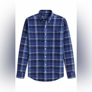 Ralph Lauren Classic Fit Performance Blue Plaid Flannel Button-Down Shirt